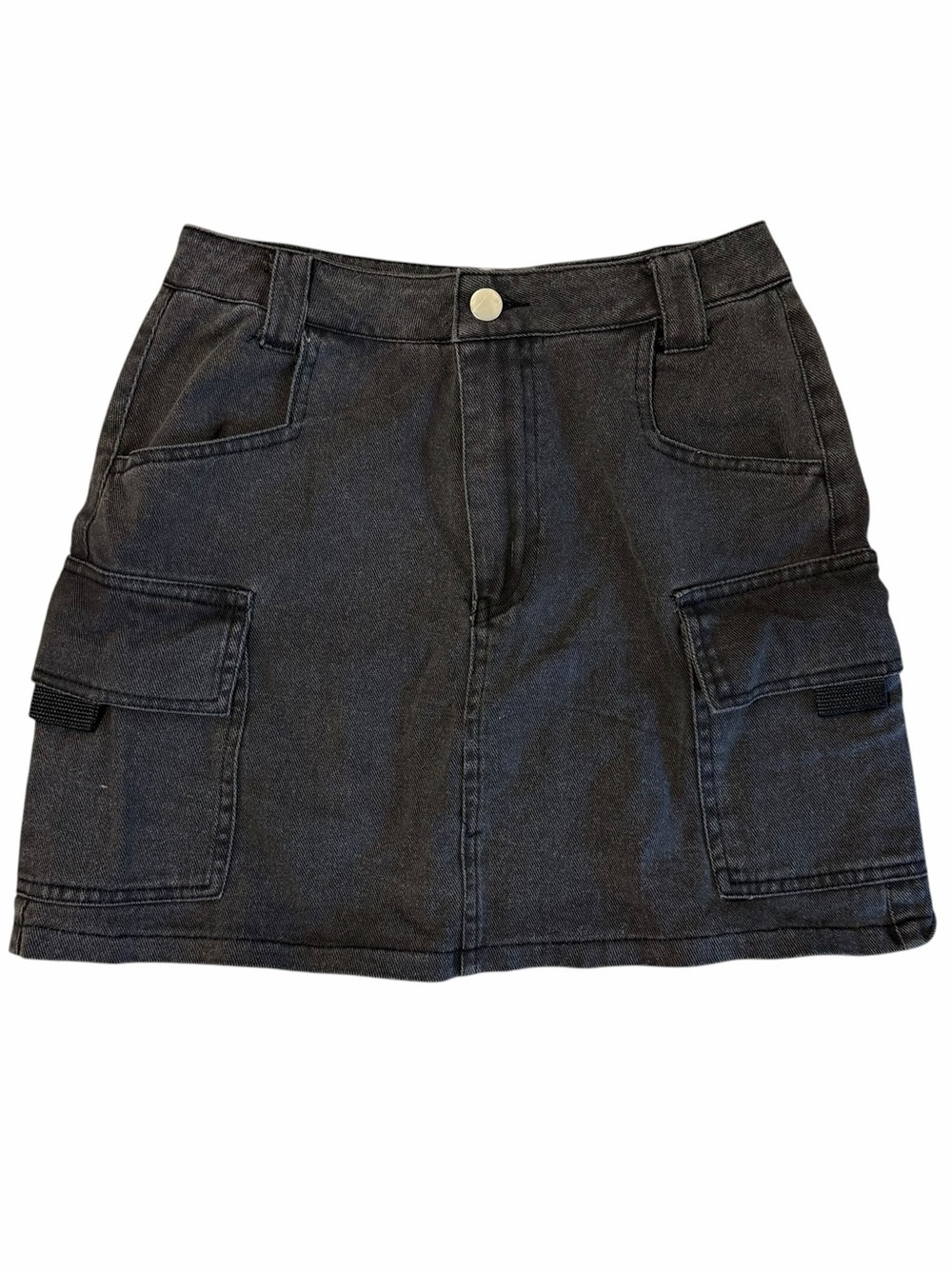 Princess Polly Black Cargo Denim Mini Skirt